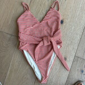 Mara Hoffman candy stripe tie waist bathing suit- size small